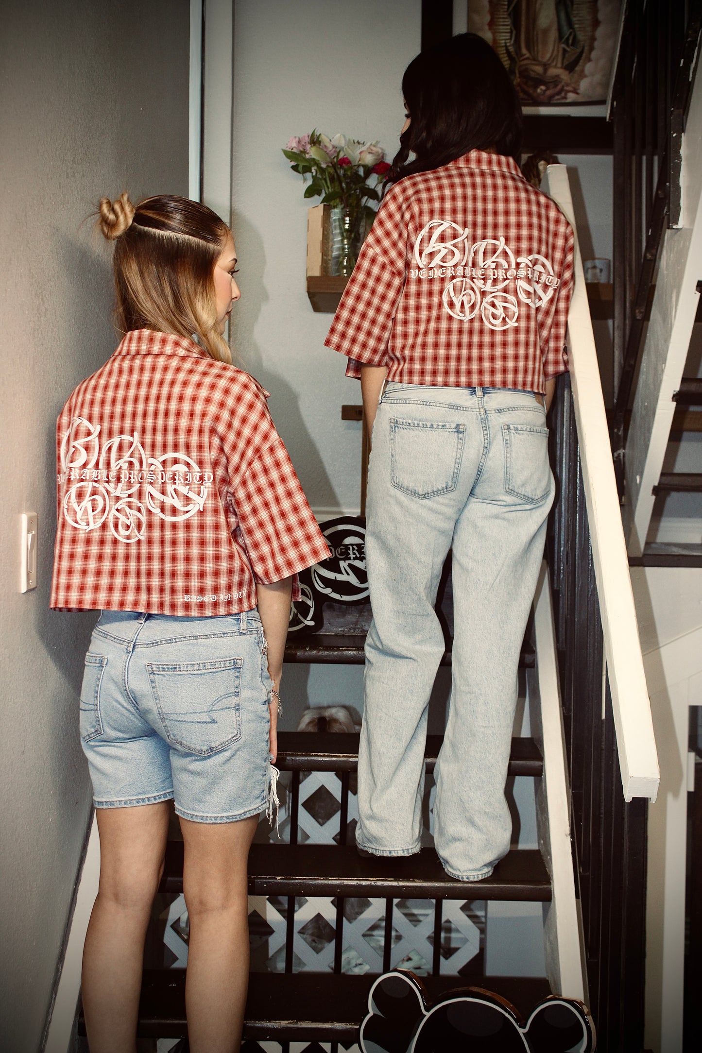 Cropped Flannel (Red/White)