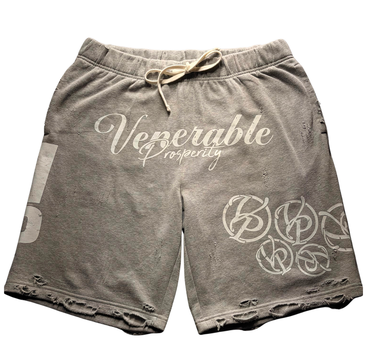 VP Distressed Shorts-Heather Grey