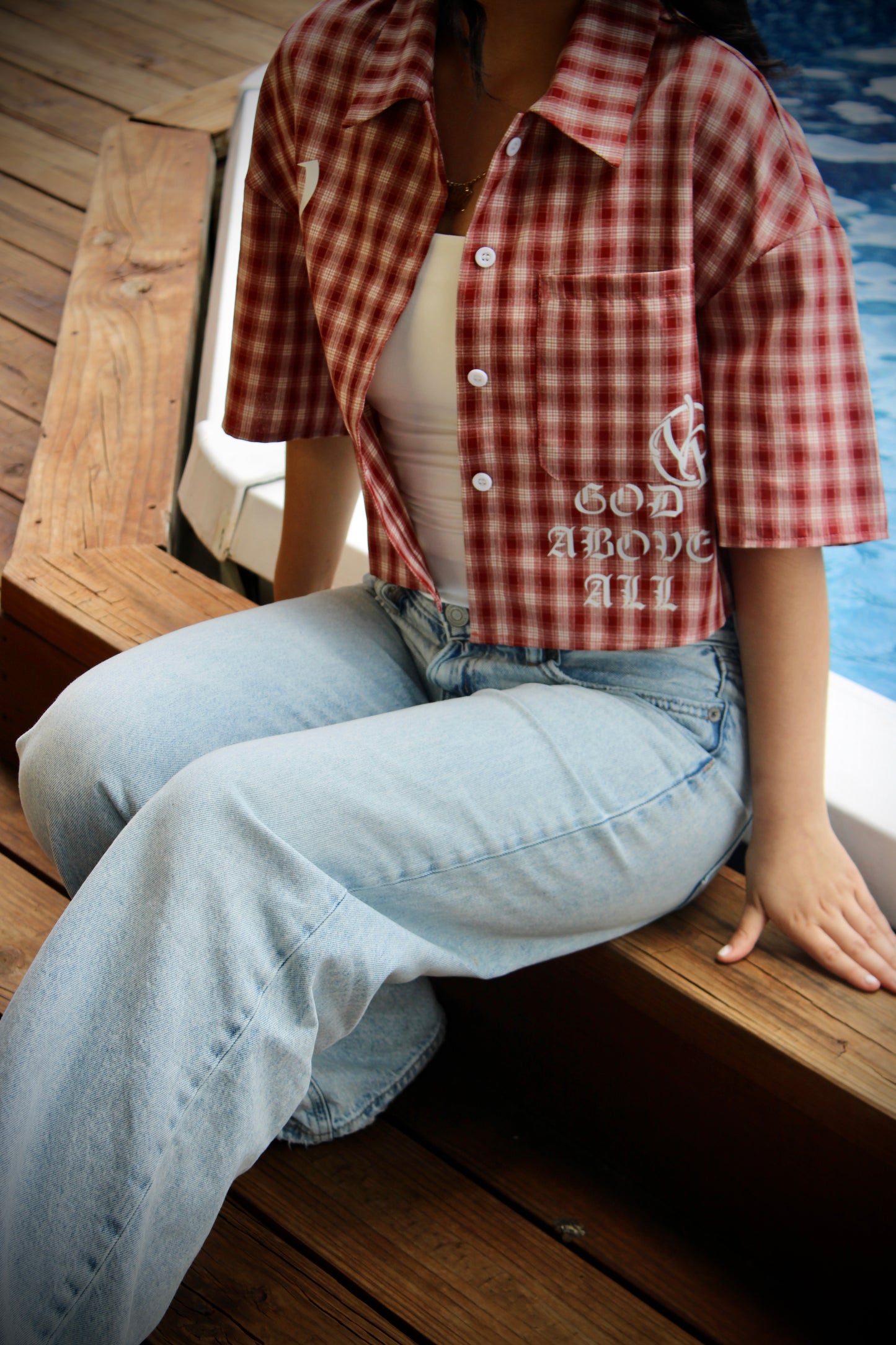 Cropped Flannel (Red/White)
