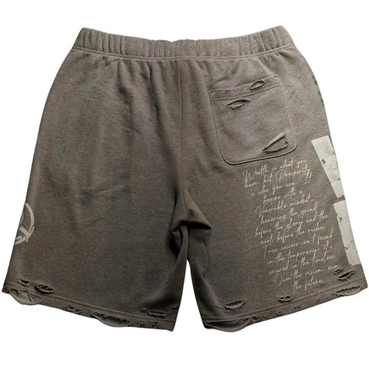 VP Distressed Shorts-Heather Grey