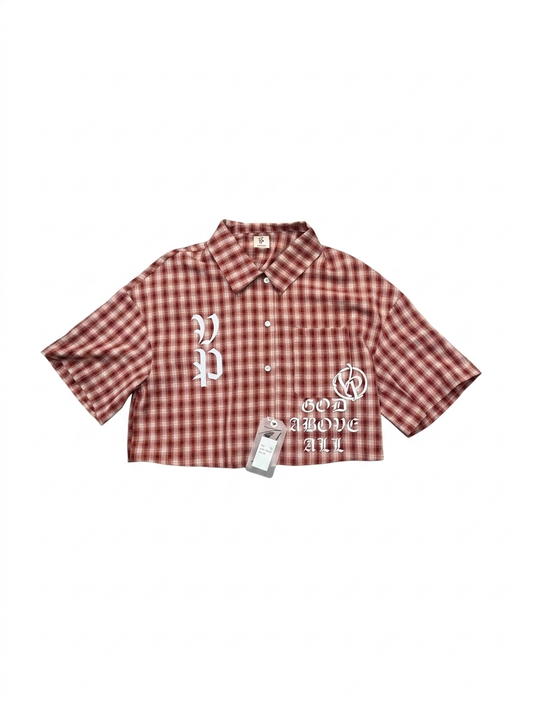 Cropped Flannel (Red/White)