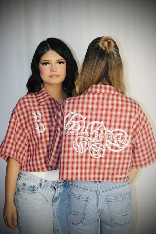Cropped Flannel (Red/White)